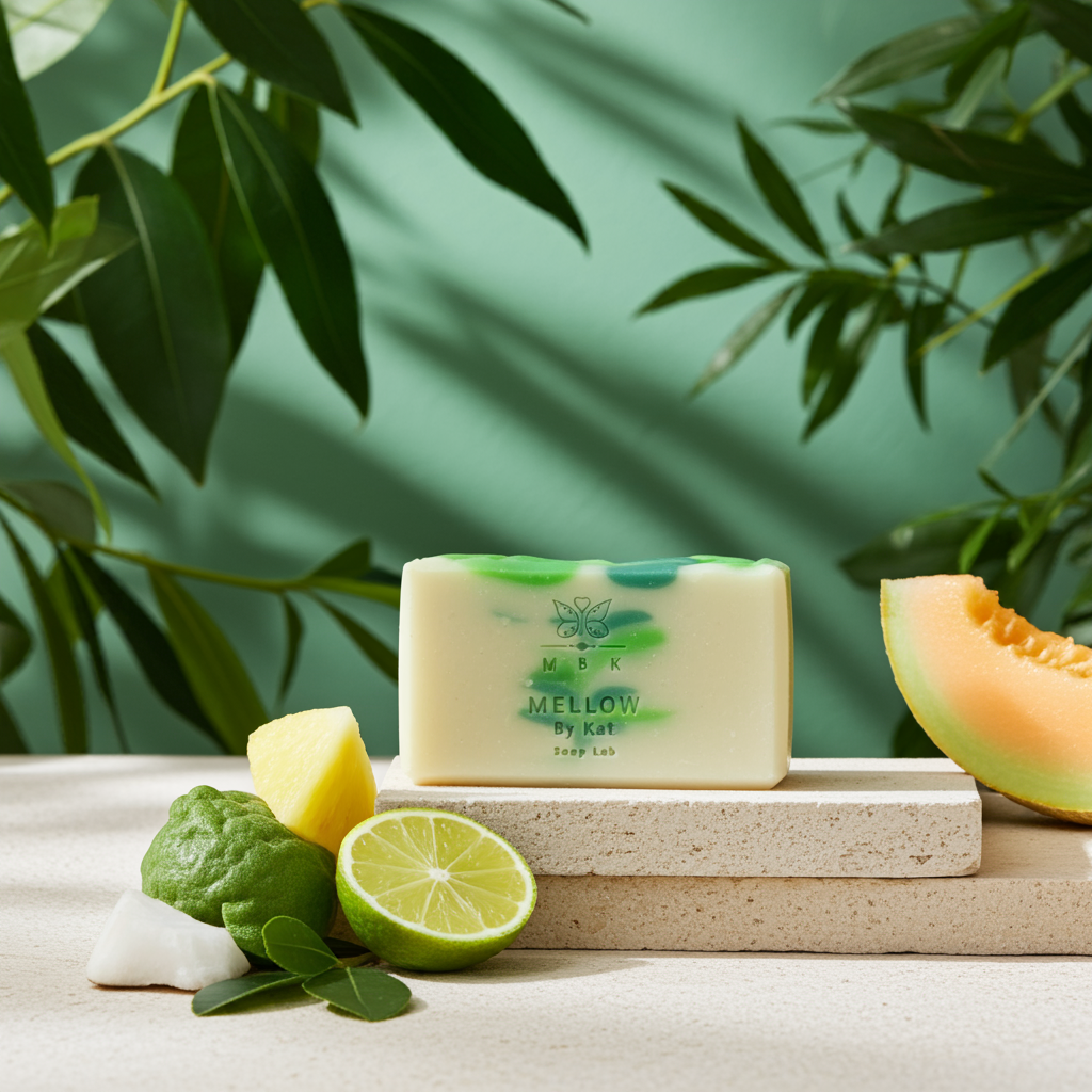 Sapone Sebastian artigianale con profumo di ananas e bergamotto, energizzante e naturale per mani e corpo