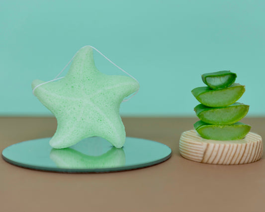 Spugna konjac verde con aloe vera naturale, massaggio delicato